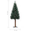 Slim Christmas Tree with Real Wood and White Snow Green 210 cm