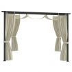 Gazebo with Curtains 3x3 m Cream Steel