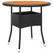 Garden Table Ø80x75 cm Acacia Wood and Poly Rattan Black