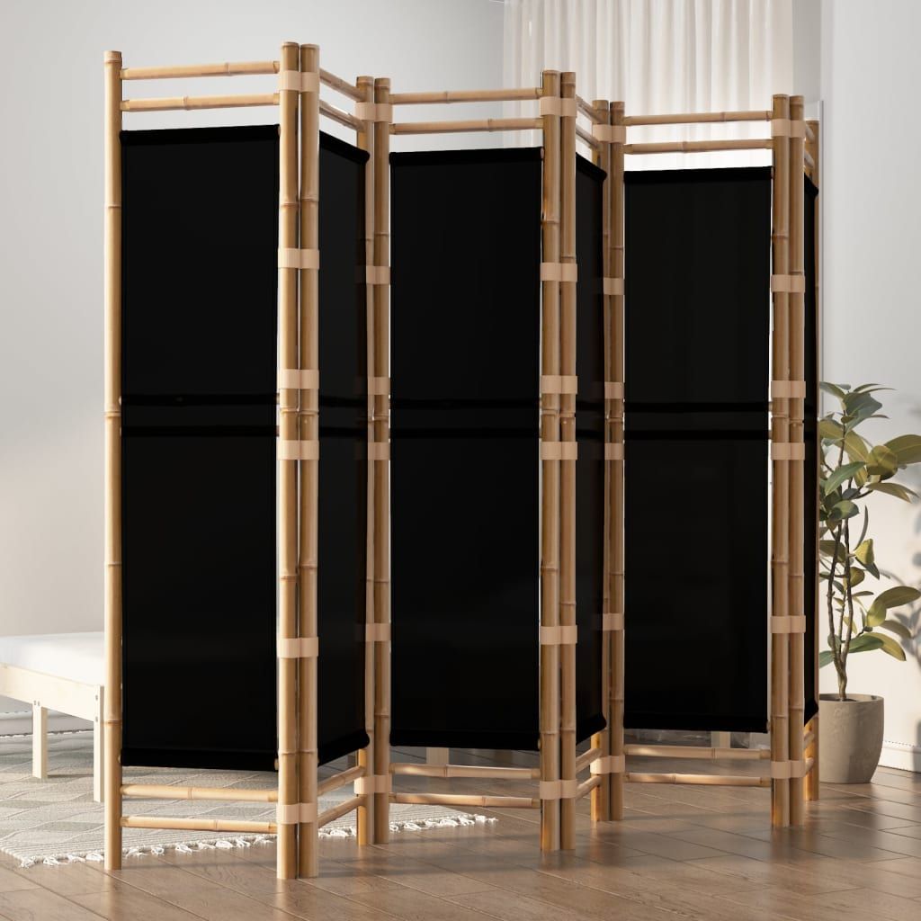 Folding 6-Panel Room Divider 240 cm Bamboo and Canvas