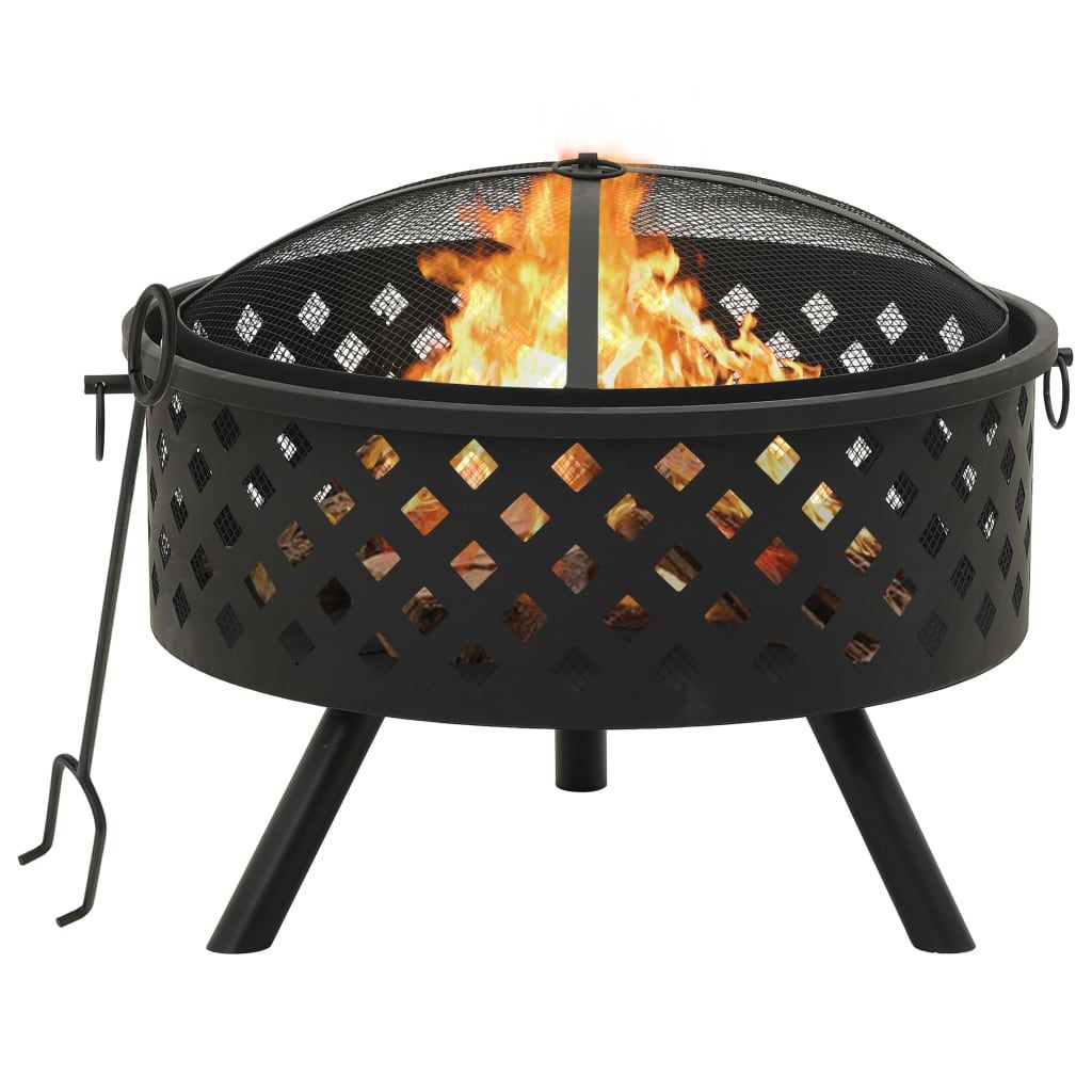 Fire Pit with Poker 68 cm XXL Steel