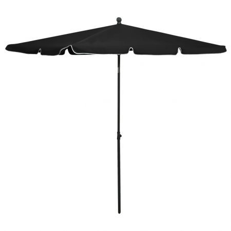 Garden Parasol with Pole 210x140 cm Black