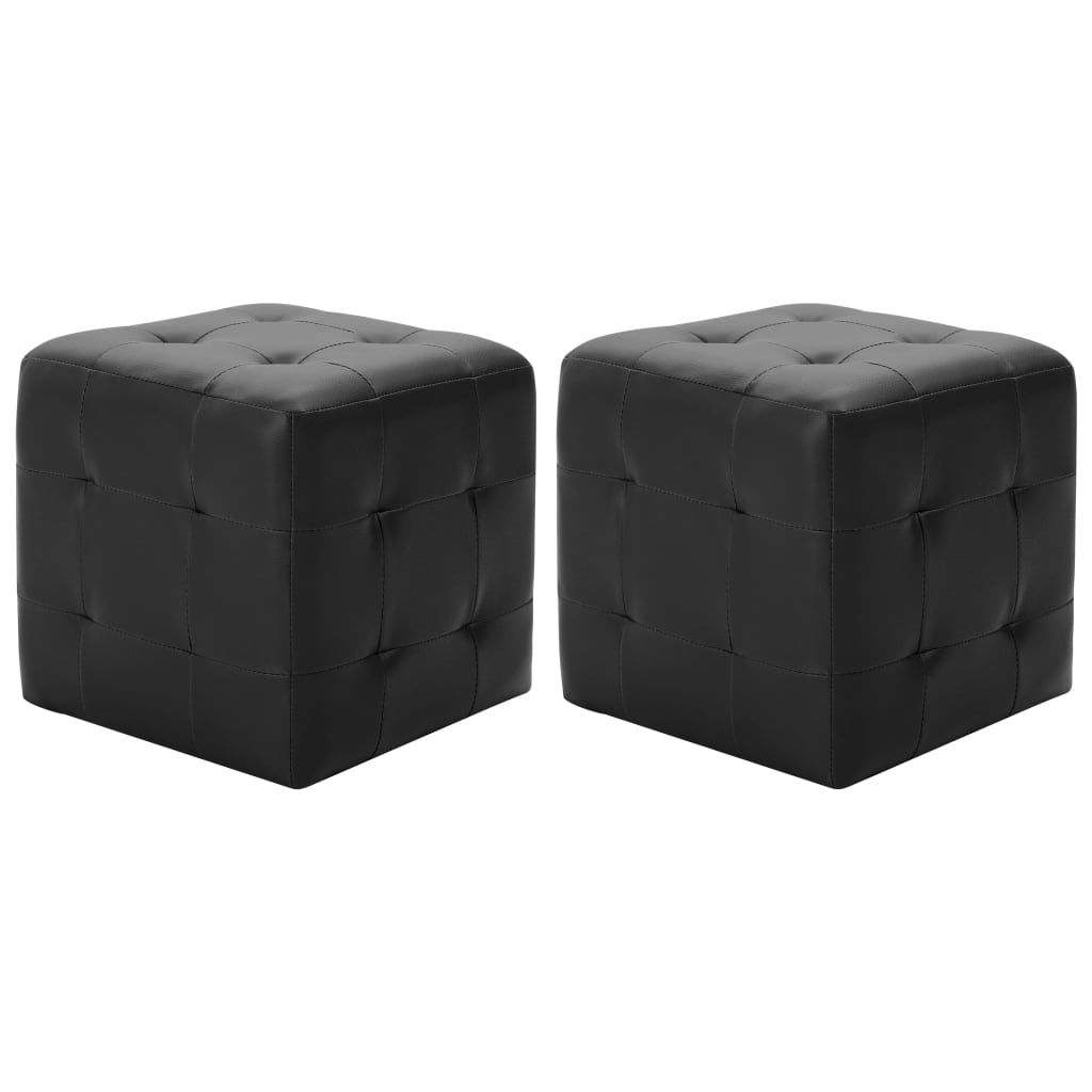 Pouffe 2 pcs Black 30x30x30 cm Faux Leather