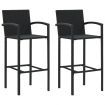 Bar Stools 2 pcs Black Poly Rattan