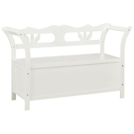 Storage Bench 126 cm White Solid Fir Wood