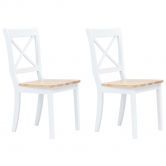 Dining Chairs 2 pcs White and Light Wood Solid Rubber Wood