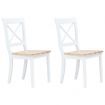 Dining Chairs 2 pcs White and Light Wood Solid Rubber Wood