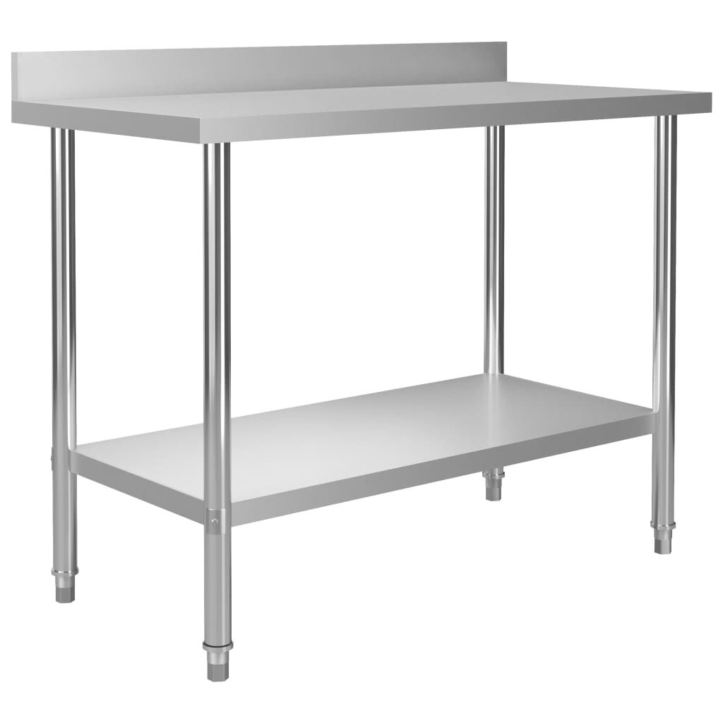 Kitchen Work Table with Backsplash 120x60x93 cm Stainless Steel