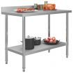 Kitchen Work Table with Backsplash 120x60x93 cm Stainless Steel