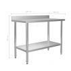 Kitchen Work Table with Backsplash 120x60x93 cm Stainless Steel