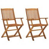 Folding Outdoor Chairs 2 pcs Solid Acacia Wood