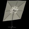 LED Cantilever Umbrella Sand White 400x300 cm