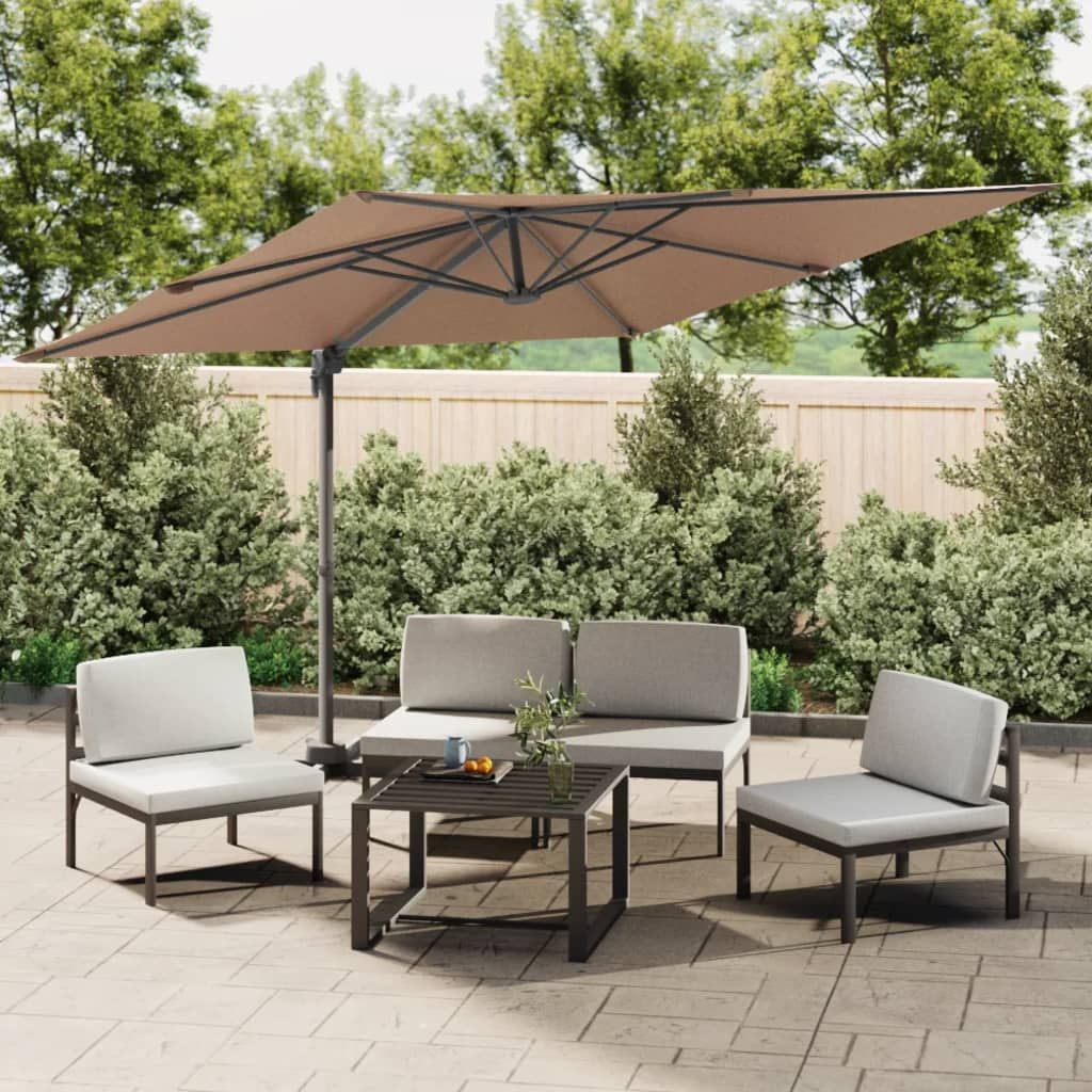 LED Cantilever Umbrella Taupe 400x300 cm