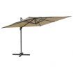 LED Cantilever Umbrella Taupe 400x300 cm