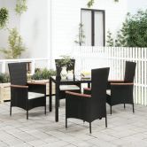 Garden Chairs with Cushions 4 pcs Poly Rattan Black