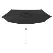 Outdoor Parasol with LED Lights and Metal Pole 400 cm Black