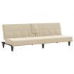 Sofa Bed with Cup Holders Cream Fabric