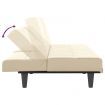 Sofa Bed with Cup Holders Cream Fabric