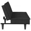 Sofa Bed with Cup Holders Black Velvet