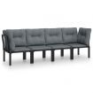 4 Piece Garden Lounge Set Black and Grey Poly Rattan