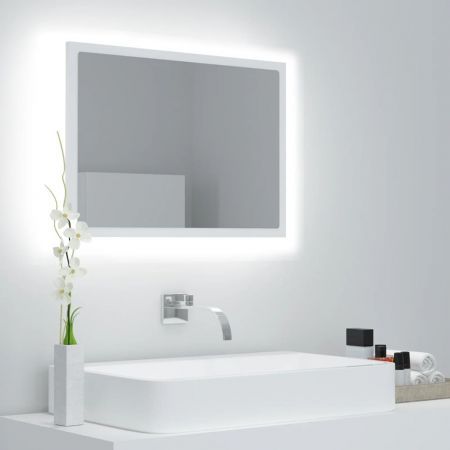 LED Bathroom Mirror White 60x8.5x37 cm Acrylic