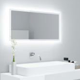 LED Bathroom Mirror High Gloss White 90x8.5x37 cm Acrylic