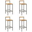 Bar Stools 4 pcs Grey Poly Rattan and Solid Wood Acacia