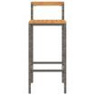 Bar Stools 4 pcs Grey Poly Rattan and Solid Wood Acacia