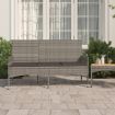 3-Seater Garden Bench with Cushions Grey Poly Rattan