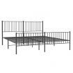 Metal Bed Frame with Headboard and Footboard Black 183x203 cm King