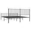 Metal Bed Frame with Headboard and Footboard Black 183x203 cm King