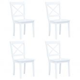 Dining Chairs 4 pcs White Solid Rubber Wood