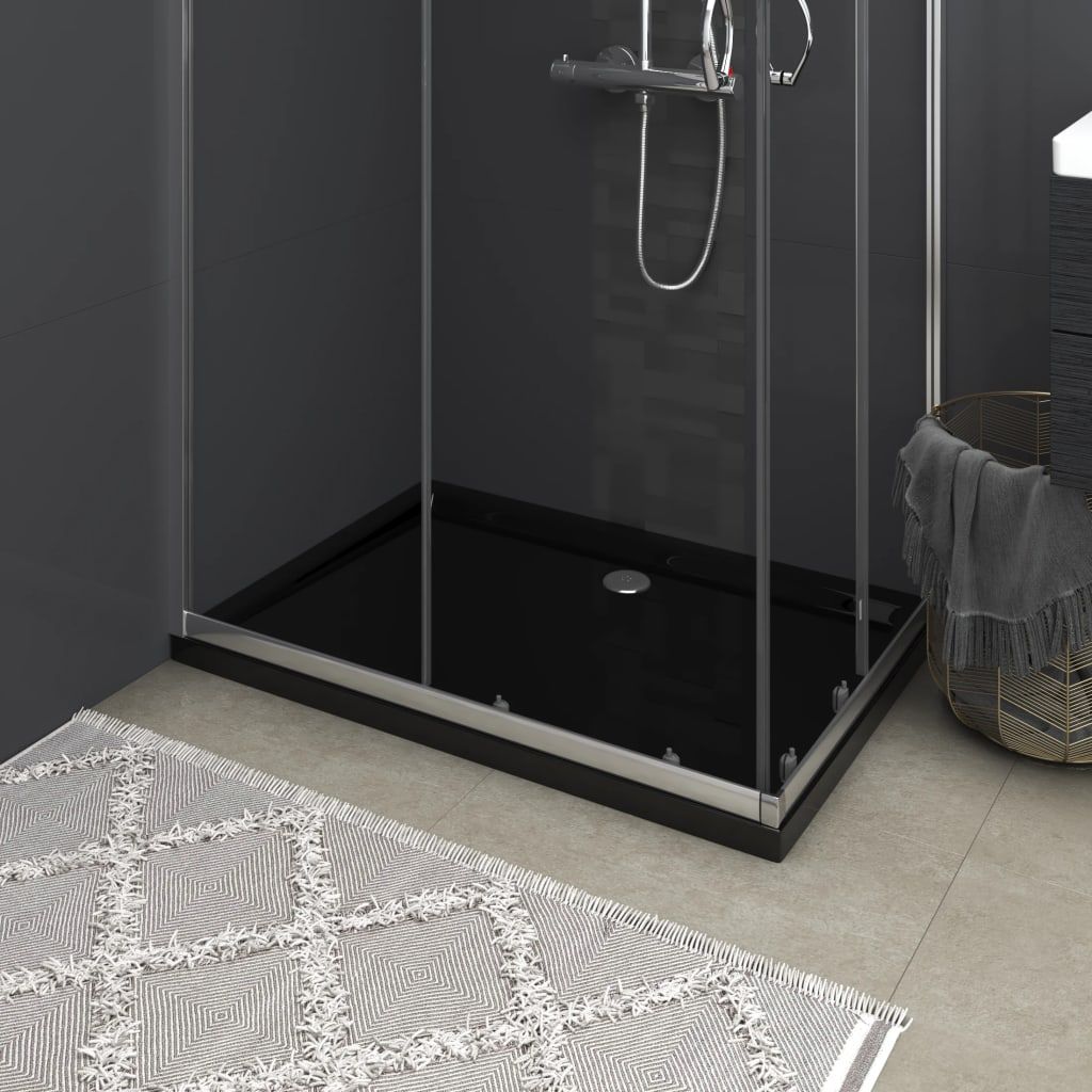 Rectangular ABS Shower Base Tray Black 80x110 cm