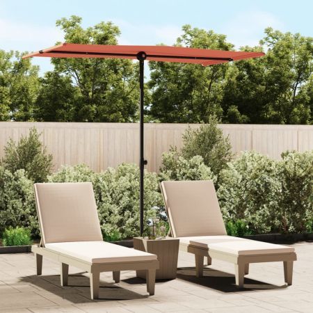 Outdoor Parasol with Aluminium Pole 180x110 cm Terracotta