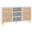 Sideboard White 105x30x60 cm Solid Wood Pine and Natural Rattan
