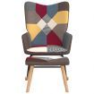 Rocking Chair with a Stool Patchwork Fabric