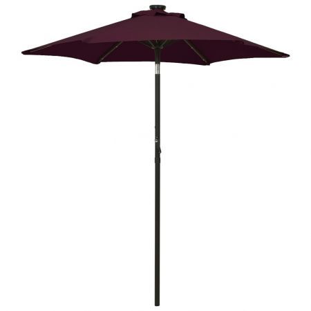 Parasol with LED Lights Bordeaux Red 200x211 cm Aluminium
