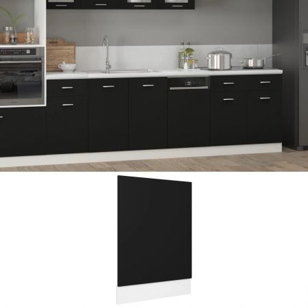 Dishwasher Panel Black 45x3x67 cm Engineered Wood