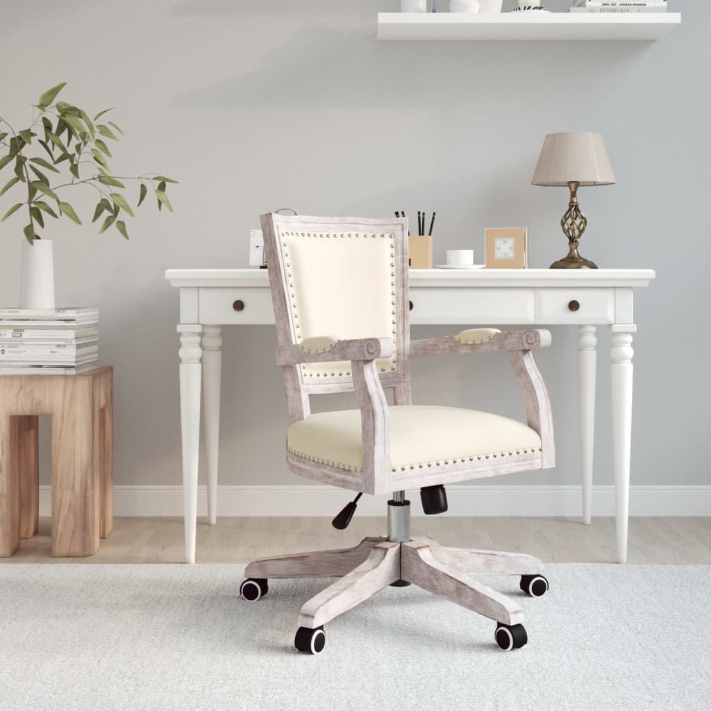 Swivel Office Chair Beige linen