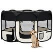 Foldable Dog Playpen with Carrying Bag Black 145x145x61 cm