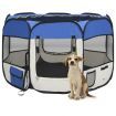Foldable Dog Playpen with Carrying Bag Blue 90x90x58 cm
