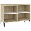 TV Cabinet with Metal Legs White and Sonoma Oak 69.5x30x50 cm