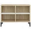 TV Cabinet with Metal Legs White and Sonoma Oak 69.5x30x50 cm