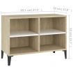 TV Cabinet with Metal Legs White and Sonoma Oak 69.5x30x50 cm