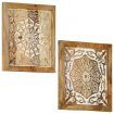 Hand-Carved Wall Panels 2 pcs Solid Mango Wood 60x60x2.5 cm