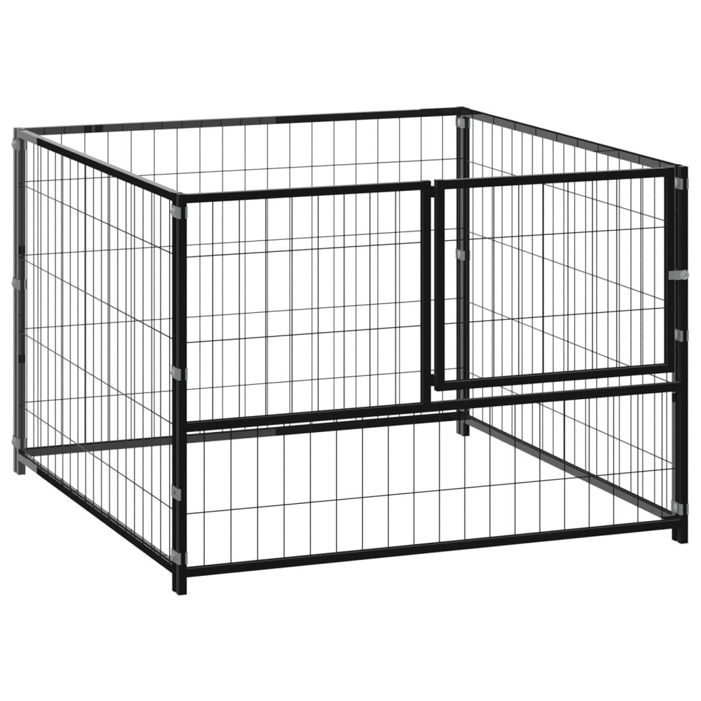 Dog Kennel Black 100x100x70 cm Steel