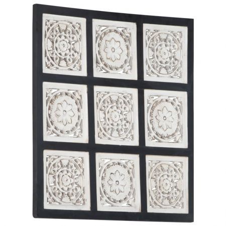 Hand-Carved Wall Panel MDF 60x60x1.5 cm Black and White