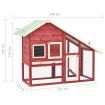 Rabbit Hutch Red and White 140x63x120 cm Solid Firwood