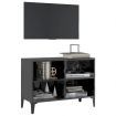 TV Cabinet with Metal Legs High Gloss Grey 69.5x30x50 cm