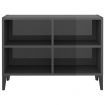 TV Cabinet with Metal Legs High Gloss Grey 69.5x30x50 cm